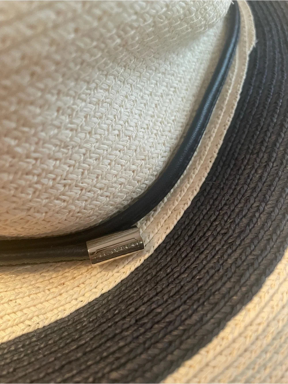 Coach City Striped Wide Brim Sun Hat - Navy and White